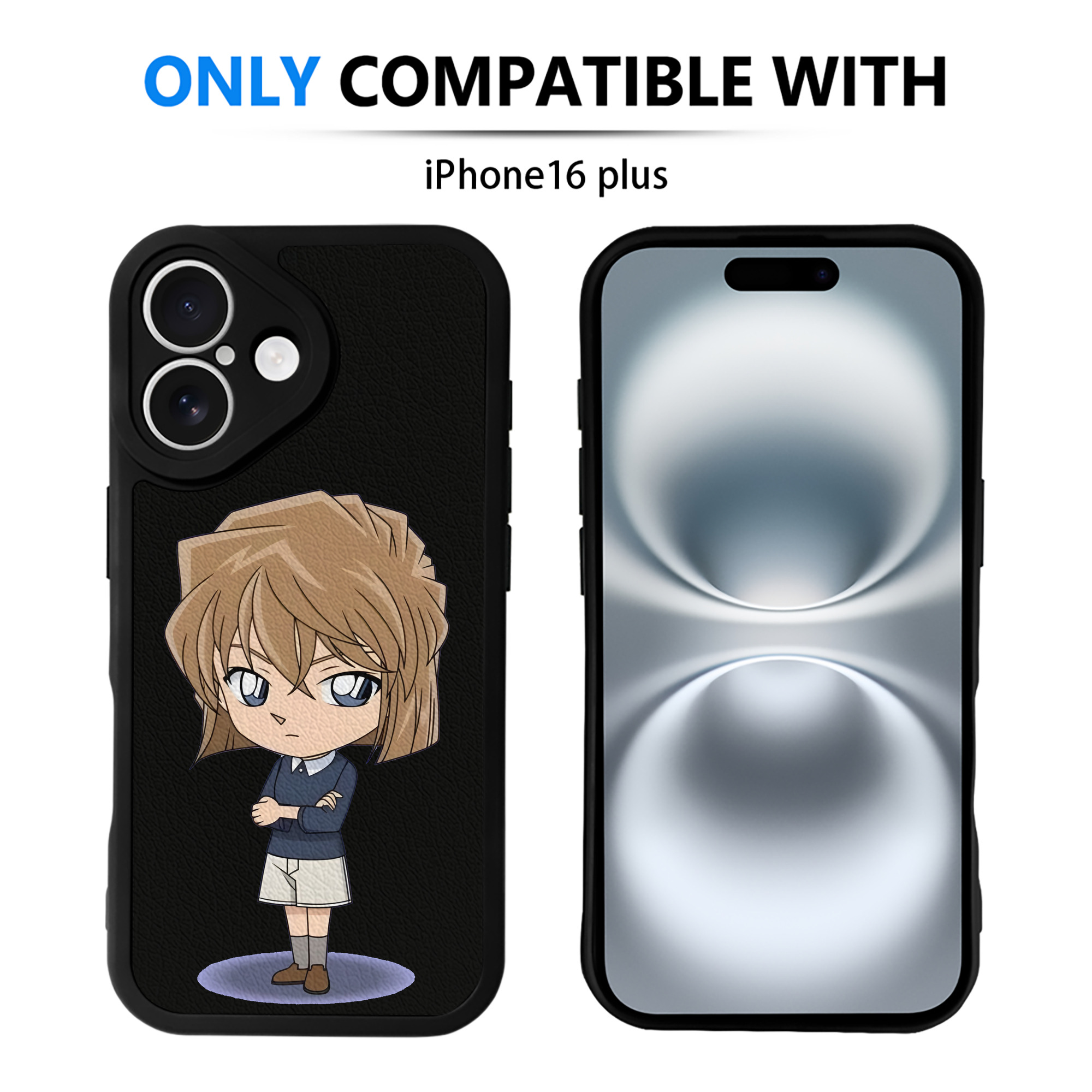 （画像用） 名探偵コナン 灰原 哀 はいばら あい Detective Conan Anita Hailey、Vi Graythorn Haibara Ai 【iPhone 16シリーズ対応】シリコンスマホケース（レザー調） 材質：シリコン